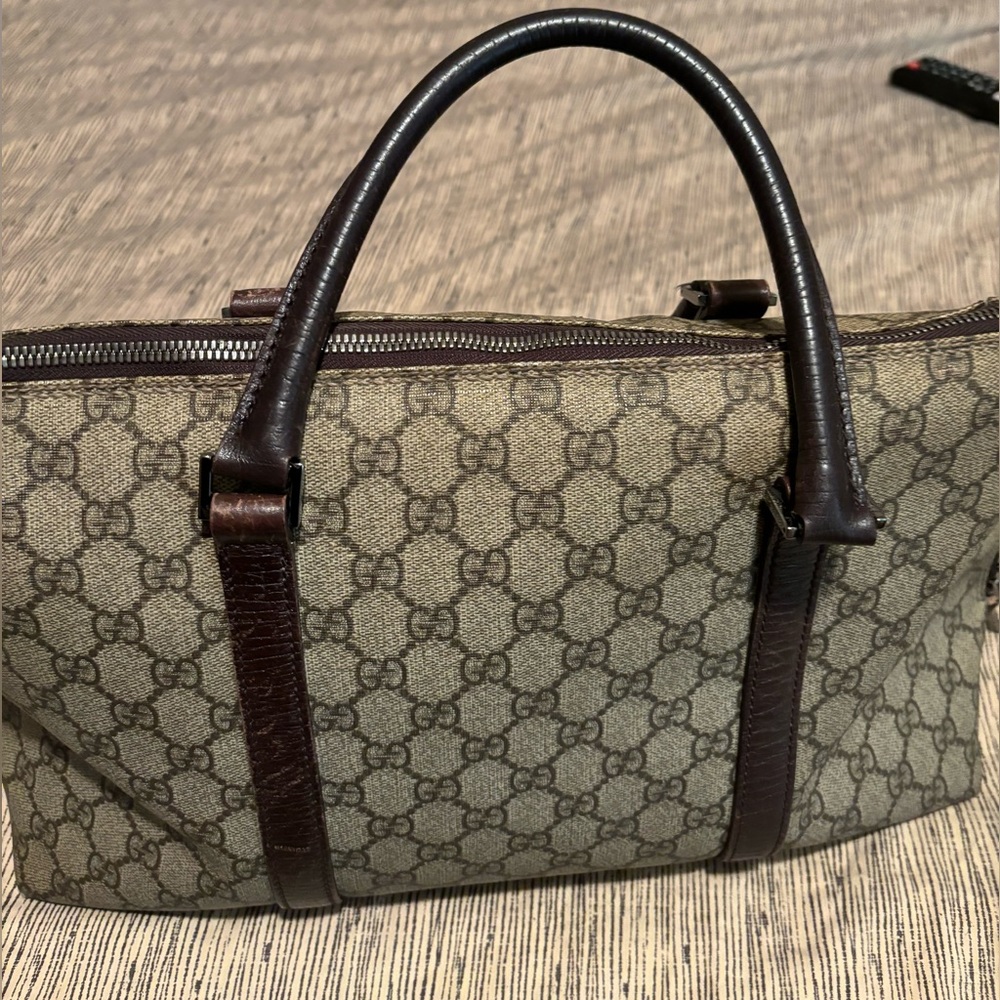 Gucci monogrammed two handle tote bag